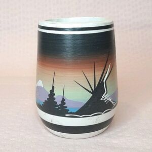 Vintage 1994 Navajo Pottery Handpainted Vase Small 4 Inch Native American Signed
